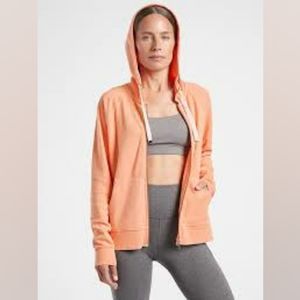 ATHLETA SUNDOWN ZIP UP HOODIE WARM SUNSET XS